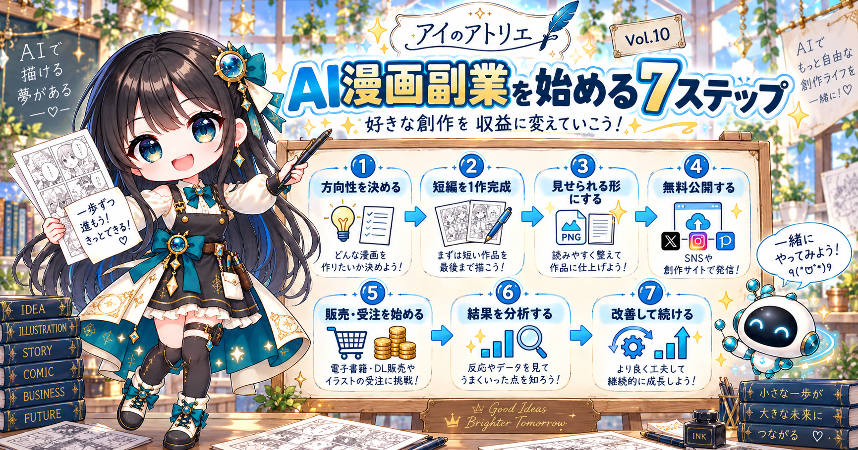 AI漫画副業を初心者が始める7ステップのロードマップ